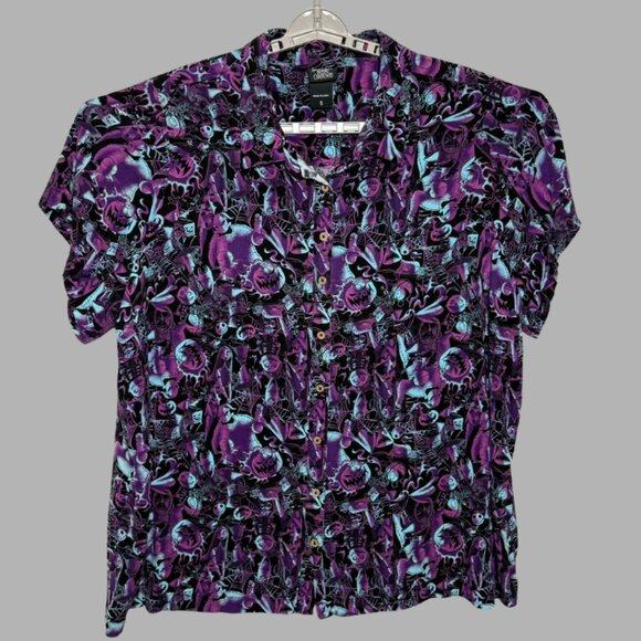 Torrid Disney Nightmare Before Christmas Lenny Button Down Blouse Size 28 (5) - Picture 2 of 5